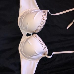 White and gold bikini top